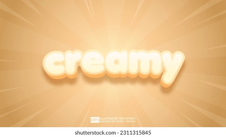Vector 3d text editable creamy text effect font.