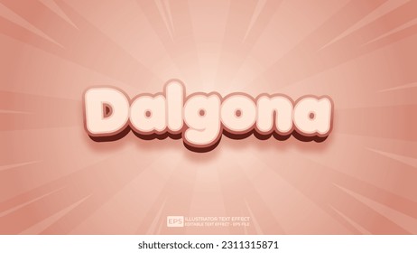 Vector 3d text editable dalgona text effect font.