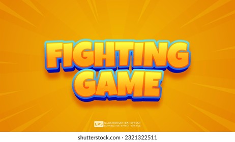 Vector 3d text editable fighting game text effect font.