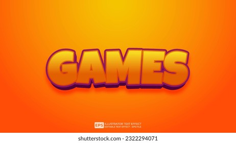 Vector 3d text editable games text effect font.