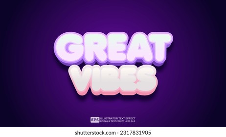 Vector 3d text editable text great vibes effect font.