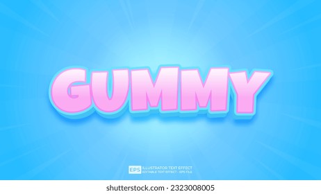 Vector 3d text editable gummy text effect font.