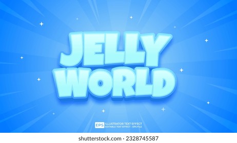 Vector 3d text editable jelly world text effect font.