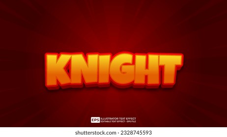 Vector 3d text editable knight text effect font.