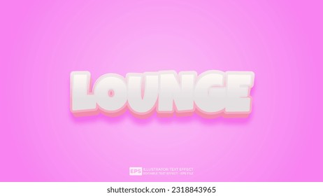 Vector 3d text editable lounge text effect font.