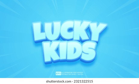 Vector 3d text editable lucky kids  text effect font.