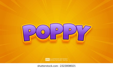 Vector 3d text editable poppy text effect font.