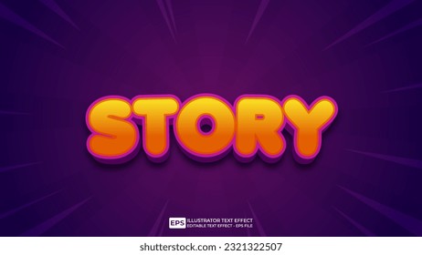 Vector 3d text editable story text effect font.