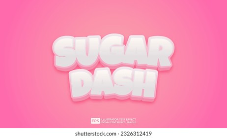 Vector 3d text editable sugar dash  text effect font.