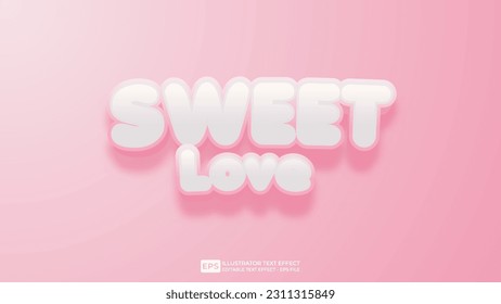 Vector 3d text editable sweet love text effect font.