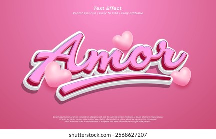 Vector 3d text effect amor title style