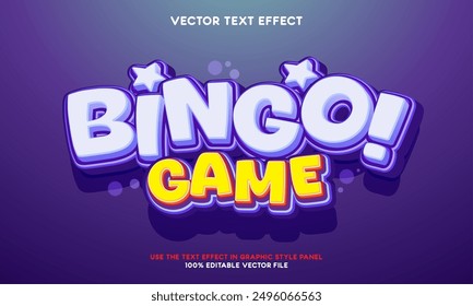 Vector 3d text effect bingo game title style