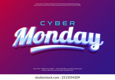 Vector 3d text effect cyber monday