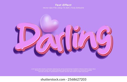 Vector 3d text effect darling title style