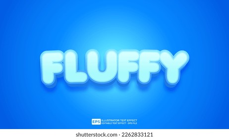 Vector 3d text effect font editable text effect fluffy