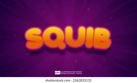 Vector 3d text effect font editable text effect squib