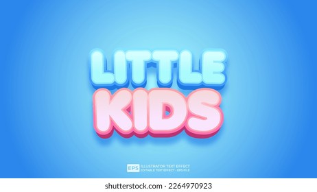 Vector 3d text effect font editable text effect little kids