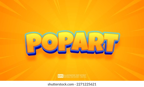 Vector 3d text effect font editable text effect popart