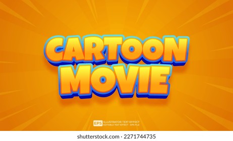 Vector 3d text effect font editable text effect cartoon movie