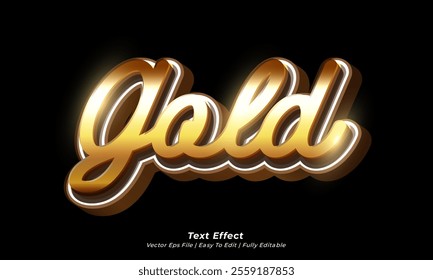 Vector 3d text effect gold title style