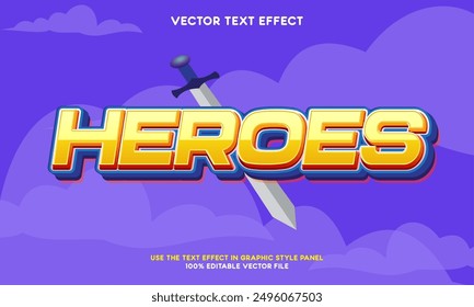 Vector 3d text effect heroes title style