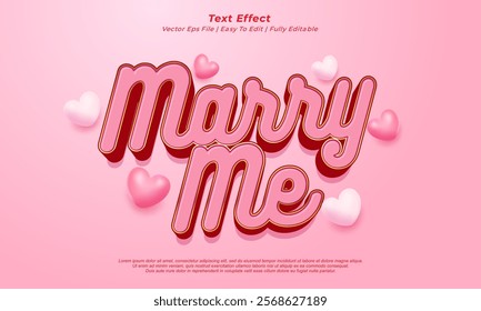 Vector 3d text effect marry me title style