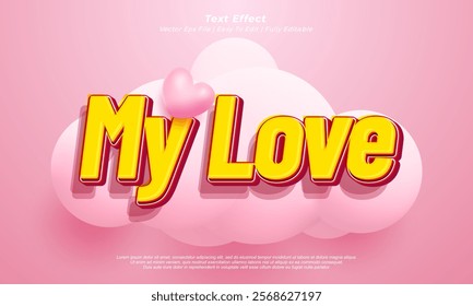 Vector 3d text effect my love title style