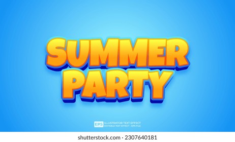 Vector vector 3d text summer party editable text effect font.