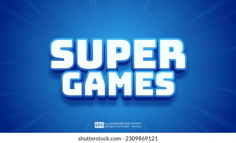 Vector vector 3d text super games editable text effect font.