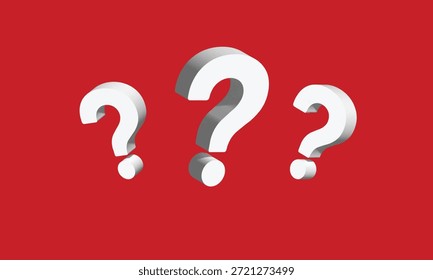 Vector 3D Three Question Marks On Red Background