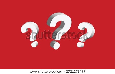 Vector 3D Three Question Marks On Red Background