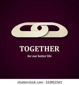 vector 3d together paper chain icon