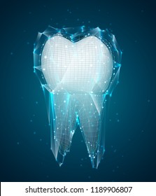 diente vectorial 3d para medicina dental. sobre un fondo azul