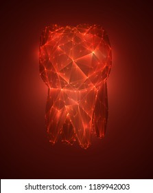 vector 3d tooth for dental medicine. on a red background