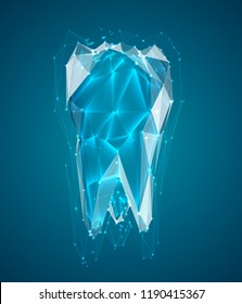 vector 3d tooth for dental medicine. on a blue background