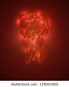 vector 3d tooth for dental medicine. on a red background