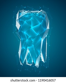 vector 3d tooth for dental medicine. on a blue background