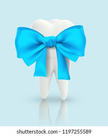 vector 3d tooth for dental medicine. on a blue background