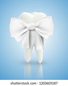 vector 3d tooth for dental medicine. on a blue background