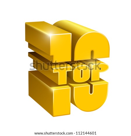 Vector 3d top 10 golden letter.