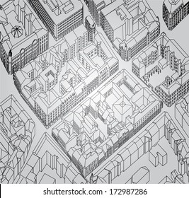 Vector 3d town map.