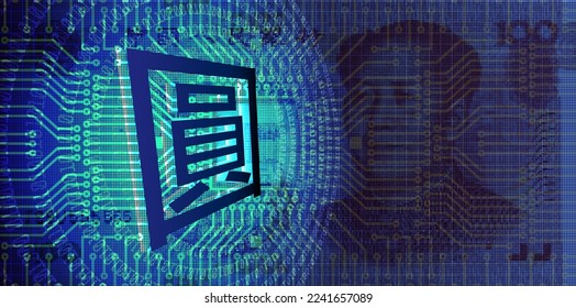 Vector 3D traditional digital Chinese yuan hieroglyph on pixelated one hundred yuan banknote background. Financial and economic poster.