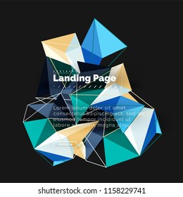 Vector 3d triangle abstract background, polygonal geometric modern design