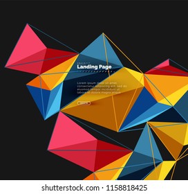 Vector 3d triangle abstract background, polygonal geometric modern design