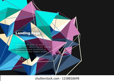Vector 3d triangle abstract background, polygonal geometric modern design