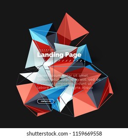 Vector 3d triangle abstract background, polygonal geometric modern design