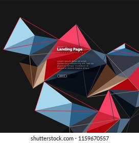 Vector 3d triangle abstract background, polygonal geometric modern design