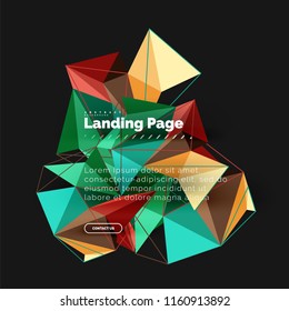 Vector 3d triangle abstract background, polygonal geometric modern design