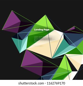 Vector 3d triangle abstract background, polygonal geometric modern design