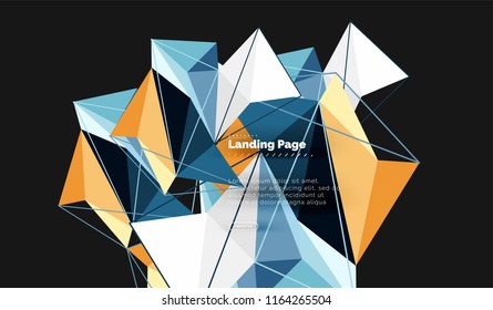 Vector 3d triangle abstract background, polygonal geometric modern design